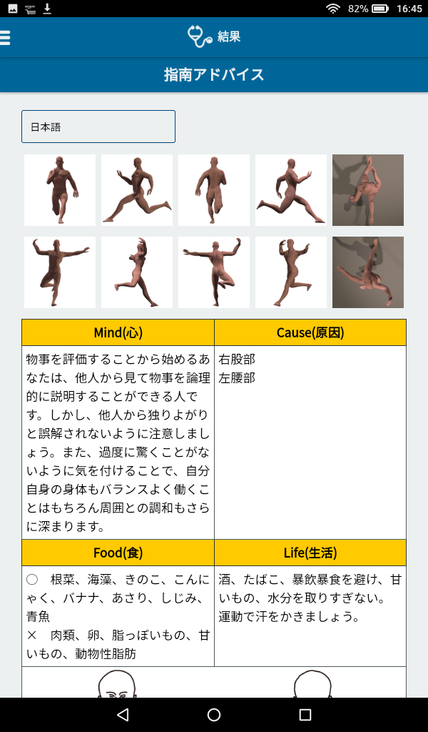 特殊モバイルセンサーによる分析画面